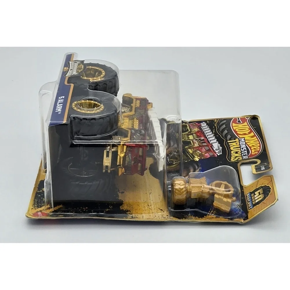 Hot Wheels Monster Trucks 5 Alarm Gold 50th Anniversary‎ Trophy Champions New